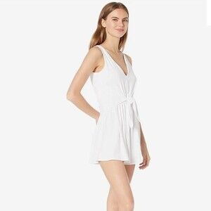 Susana Monaco Tie Front Tank Romper in Sugar XS white